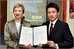 Acting OSU Rector — Svetlana Pankova and specialist of International Relations Department of Ehime University — Go Iwata