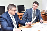 Igor Korabeynikov, Head of Management Department and Sergey Dergunov, Head of Department for Automobile Roads and Building Materials.     [130 Kb]
