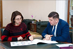 Zhanna Ermakova, OSU rector, had a meeting with Boris Belyaev, Major of Kumertau.     [172 Kb]